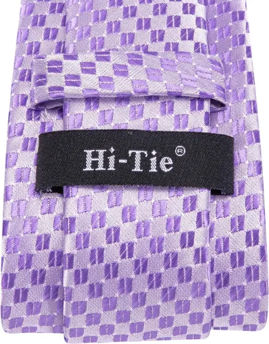 Miniatura 206 de Hi-Tie Corbatas de seda para hombre, diseño de cachemira a rayas, con bolsillo, gemelos cuadrados, conjunto formal de negocios