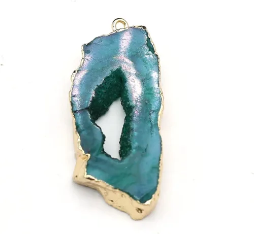 Miniatura 6 de QSLLER 5 Uds. de piedra natural ágata cristal brotes irregulares chapado en oro colgante hacer bricolaje joyería colgante accesorios encantos