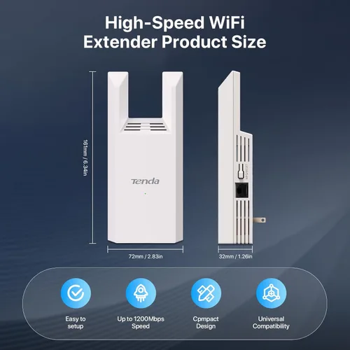 Miniatura 9 de Tenda Extensor de alcance WiFi AC1200 - Extensor WiFi con puerto Gigabit Ethernet, amplificador de señal doméstica de 1.2 Gbps, doble banda, hasta