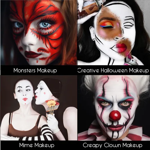 Miniatura 4 de CCBeauty Kit de maquillaje de payaso de Halloween, barra de pintura corporal blanca negra y roja, maquillaje de base de esqueleto bromista, base