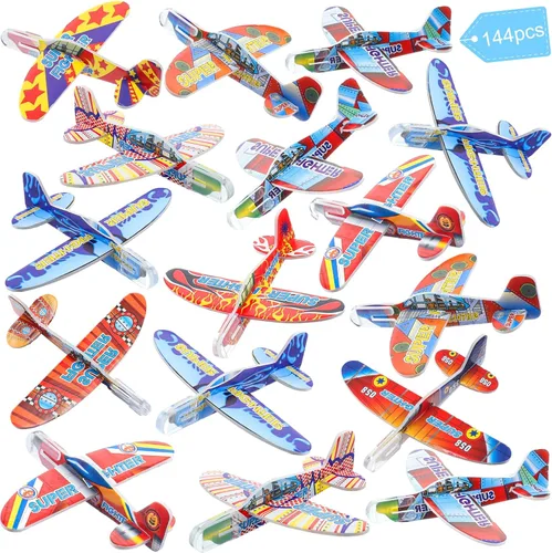 Libima 144 piezas de aviones de espuma de juguete para niños, aviones planeadores a granel, juguetes voladores al aire libre, regalos de fiesta de