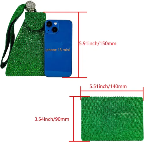 Miniatura 3 de Bolso de noche único con diamantes de imitación para mujer, bolso de mano triangular