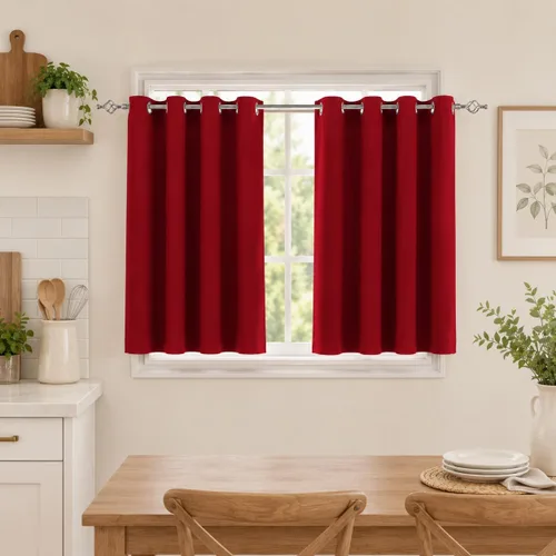 Miniatura 11 de Aquazolax Cortinas opacas de 45 pulgadas de largo, juego de 2 paneles para guardería, cortinas de tratamiento de ventanas con aislamiento térmico