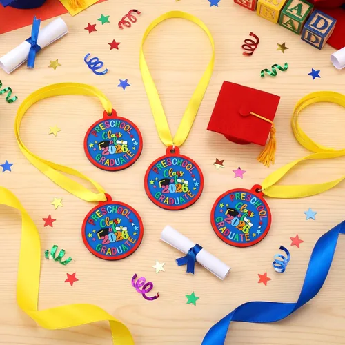Miniatura 2 de Sratte Medalla de graduación preescolar de jardín de infantes para niños, medallas de premio de graduación con cinta amarilla para el cuello