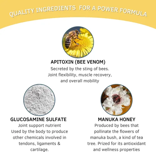 Miniatura 4 de AbeeMed Bee Venom Cápsulas – Suplemento natural de apitoxina con miel de manuka – Inflamación y apoyo a la movilidad, molestias articulares