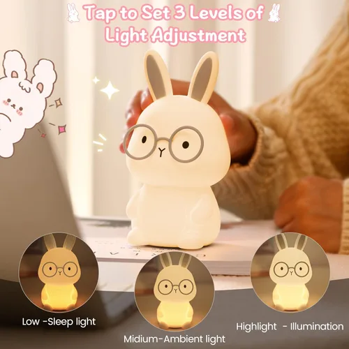 Miniatura 3 de FAMIDUO Luz nocturna de conejo, lámpara de conejo para niños, luz nocturna LED recargable para regalo de Pascua, lámpara de noche de silicona