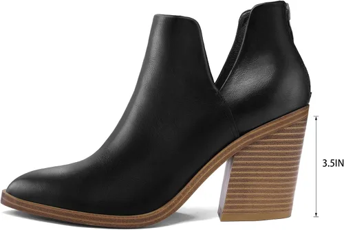 Miniatura 6 de mysoft Botines para mujer, con puntera puntiaguda, gruesos, apilados, tacón medio