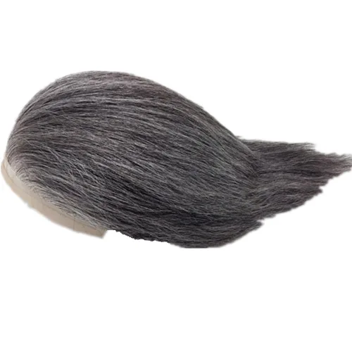 Miniatura 2 de N.L.W. Peluquín de cabello humano para hombres, base de piel fina de 0.04mm PU, tamaño base 25 x 20 cm, nudos en V, prótesis capilar, sistema