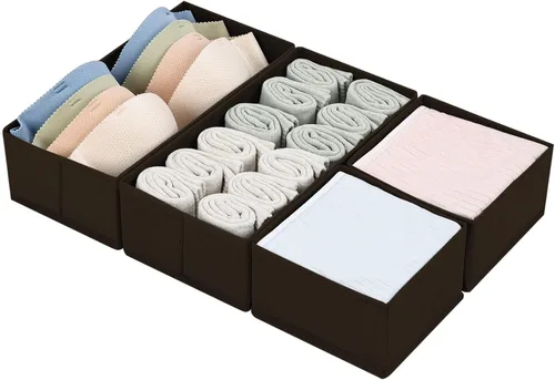 DIMJ Organizador de cajones de ropa, organizador de cajones de ropa interior, juego de 4 cajones plegables para armario, divisores de cajones de