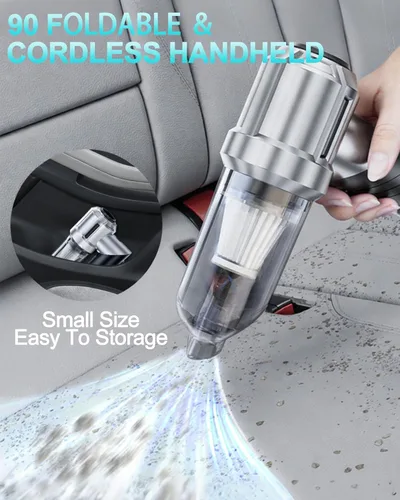 Miniatura 6 de houscly Mini Aspiradora Portátil Inalámbrica Plegable de 20000PA de Alta Potencia, Plumero Comprimido y Soplador de Aire y Bomba 4 en 1, Aspiradora