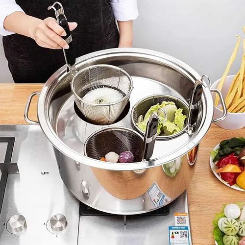 Miniatura 2 de UTOYA Stainess - Olla de acero para pasta con insertos, olla de cocina con divisor y colador, olla de inducción resistente, inducción, cerámica