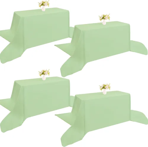Miniatura 44 de Paquete de 4 manteles rectangulares de poliéster lavables de 60 x 102 pulgadas, color blanco, para mesas de comedor, bodas, bufés, fiestas