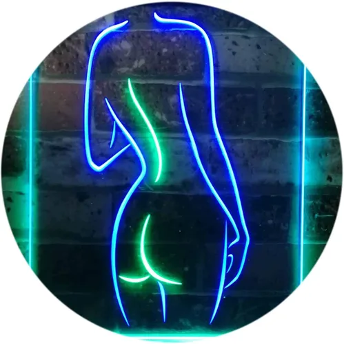 Miniatura 20 de ADVPRO Señal de neón LED de doble color con texto en inglés "Lady Back", diseño de cueva sexy para niñas, color azul y rojo, 12 x 16 pulgadas, azul