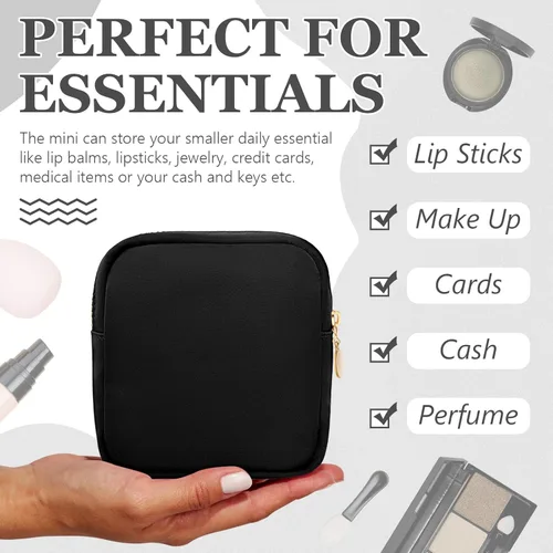 Miniatura 5 de Giesiery 9 mini bolsas de maquillaje a granel de nailon para cosméticos, bolsa de viaje, bolsa organizadora de artículos de tocador, bolsa pequeña