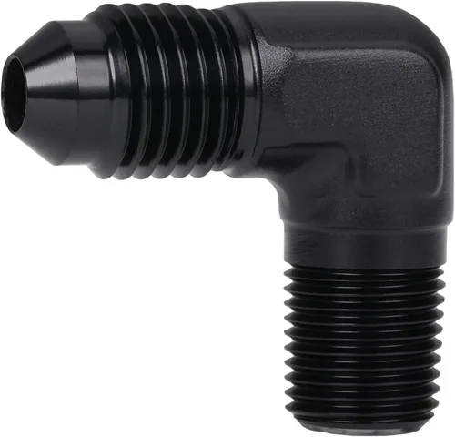 Miniatura 66 de 3AN macho Flare a 1/4 NPT tubo macho 90 grados codo adaptador unión aluminio negro