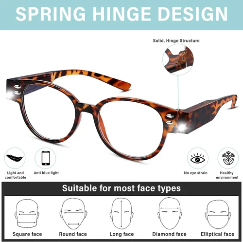 Miniatura 2 de Lentes de lectura con luz LED brillante con lupa con luz en la fama, lectores LED brillantes para hombres y mujeres, bloqueo de luz azul, antifatiga