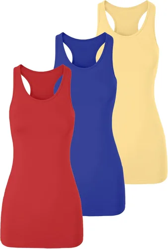 Miniatura 12 de TAIPOVE Camisetas largas sin mangas para mujer de algodón para capas con espalda cruzada extra largas para ropa deportiva, paquete de 3
