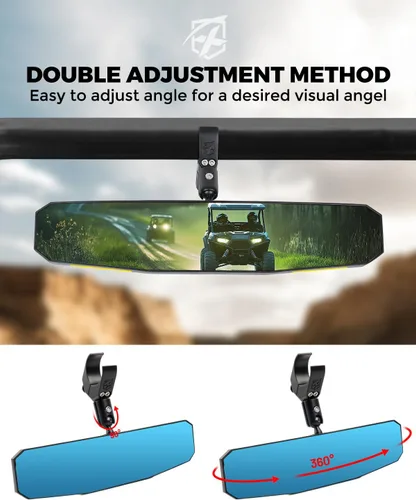 Miniatura 6 de Xprite Espejo retrovisor UTV de 13 pulgadas, espejo central SXS UTV con luces interiores, abrazadera de aluminio ajustable para montaje de 1.5 a 2