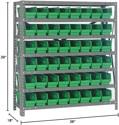Miniatura 143 de Quantum QSBU-245BK Heavy Duty Shelving Unit with (7) Shelves and (24) QUS245 Black Bins for Garage Warehouse Storage Distribution 400 lb Load