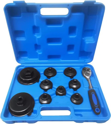 Miniatura 6 de Juego de 10 piezas de llaves extractoras de tapa de filtro de aceite, incluye 24 mm, 27 mm, 29 mm, 30 mm, 32 mm, 36 mm, 38 mm, 64 mm, kit de llaves