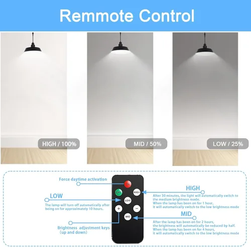 Miniatura 6 de Luces colgantes solares LED, luces solares de cobertizo con interruptor de encendido y apagado, iluminación regulable de 360°, control remoto, cable