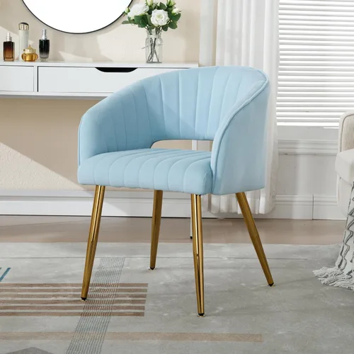 Miniatura 2 de Westice Juego de Silla de Oficina de Terciopelo para el Hogar, Set de 1, Sillas de Tocador Modernas con Acolchado y Patas de Metal Dorado, Silla
