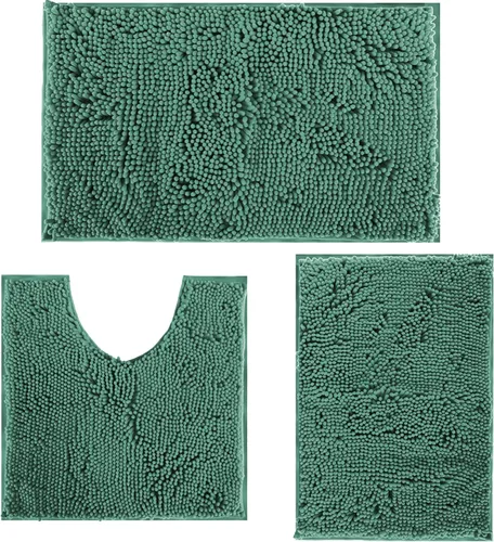 Miniatura 14 de Alfombra de baño azul, súper suave, antideslizante, lavable a máquina, se seca rápidamente, juego de baño ultrasuave de 3 piezas cian-azul
