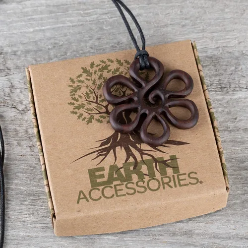 Miniatura 3 de Collar de flores de madera orgánica ajustable para mujer - Collares de flores colgantes, Madera Fibra natural