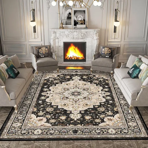 Miniatura 37 de Alfombra lavable de 2 x 3 pies para entrada: alfombras vintage con respaldo antideslizante para cocina, baño, alfombra resistente al agua