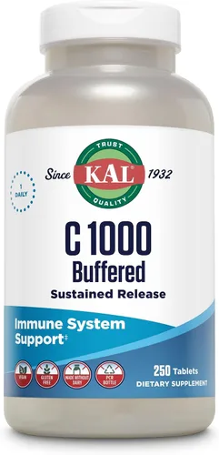 Miniatura 3 de KAL C 1000 Vitamina C 1000 mg de liberación sostenida tamponada - Suplemento de apoyo inmunológico para mujeres y hombres - Tabletas de vitamina C