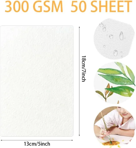 Miniatura 2 de 50 hojas de papel de acuarela a granel de 5 x 7 pulgadas, prensa en frío, papel grueso de algodón blanco para niños, estudiantes, artistas, pintura