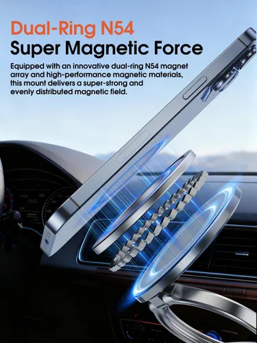 Miniatura 2 de Soporte magnético para teléfono de coche al vacío con imanes fuertes, soporte ajustable de 360° para teléfono celular, soporte plegable Magsafe
