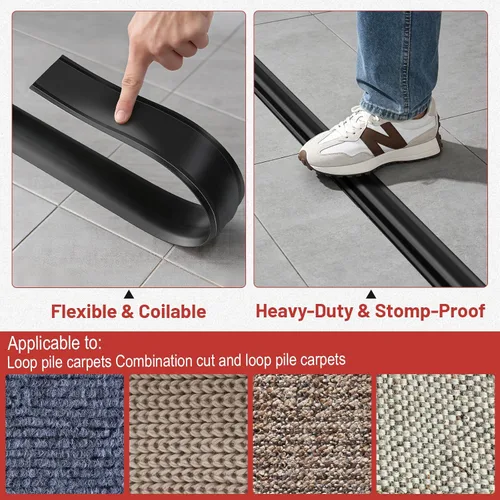 Miniatura 6 de Tendak Cubierta de cable de suelo de 16.4 pies, cubierta de cable suave de PVC para ocultar cables de extensión y evitar tropiezos, protector