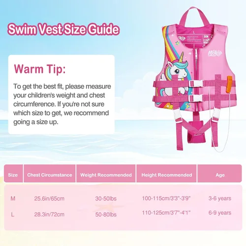 Miniatura 3 de MoKo Swimming Vest for Kids 20-30-50-77 lbs, Children Swim Vests Water Activity Equipment Cute Pattern Watersports Swimming Device for Toddlers Boys