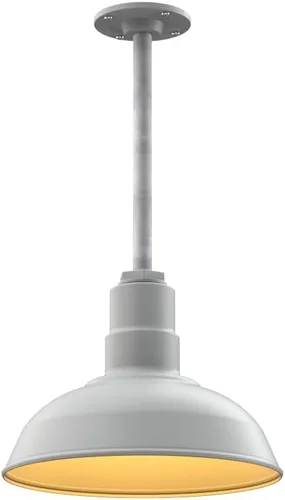 Miniatura 97 de Steel Lighting Co. El Segundo - Lámpara de granero Colgante montado en el techo Domo de 12 pulgadas Vástago de 12 pulgadas Luz de acero