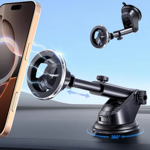 volport Soporte de coche Magsafe [tablero y parabrisas]: soporte magnético universal para teléfono con ventosa giratoria de 360°, soporte móvil con