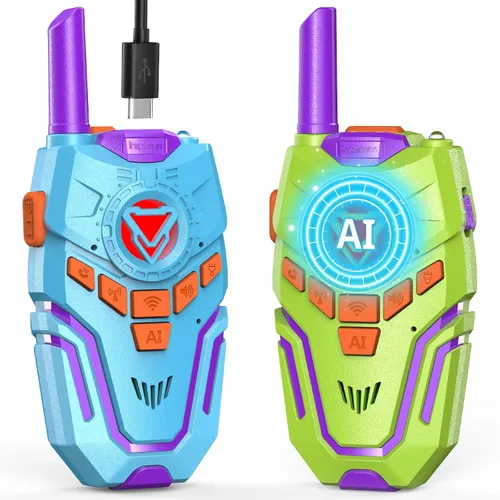 Miniatura 12 de Inspireyes Walkie Talkies para niños recargables, juguetes para niños y niñas de 3 a 12 años, paquete de 2 radios bidireccionales de largo alcance