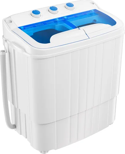 Superday Lavadora portátil, lavadora pequeña de 18 libras y secadora giratoria, mini máquina de lavandería de doble tina para campamento, Azul