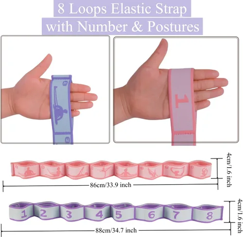Miniatura 5 de Correa elástica de estiramiento para yoga con bucles, correas de estiramiento CEILIWEN para terapia física, banda elástica de estiramiento