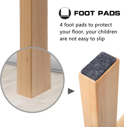 Miniatura 8 de HOUCHICS Taburete para adultos con 400 libras para ayudante de paso de noche para cocina, baño, dormitorio (madera)