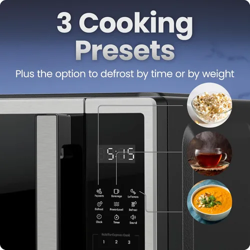 Miniatura 3 de Chefman Horno microondas compacto de 0.7 pies cúbicos, 700 W con 10 niveles de potencia, 3 ajustes preestablecidos de cocción con cocción expresa