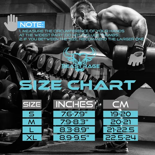 Miniatura 5 de BEAST RAGE Guantes de entrenamiento para hombres y mujeres, guantes de gimnasio sin dedos con protección de la palma, transpirables y ligeros