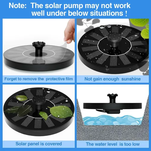 Miniatura 2 de Bomba de agua de fuente solar para baño de pájaros, bomba de fuente de agua flotante con energía solar para baño de pájaros, jardín, estanque