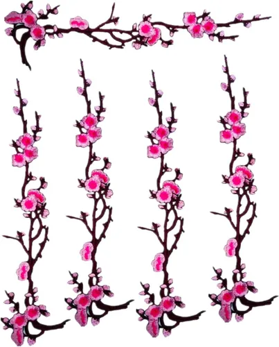 Miniatura 10 de MSCFTFB 5 parches para planchar con flores de ciruelo de 14 pulgadas de largo, parches bordados florales, apliques para escote, zapatos, jeans, Azul