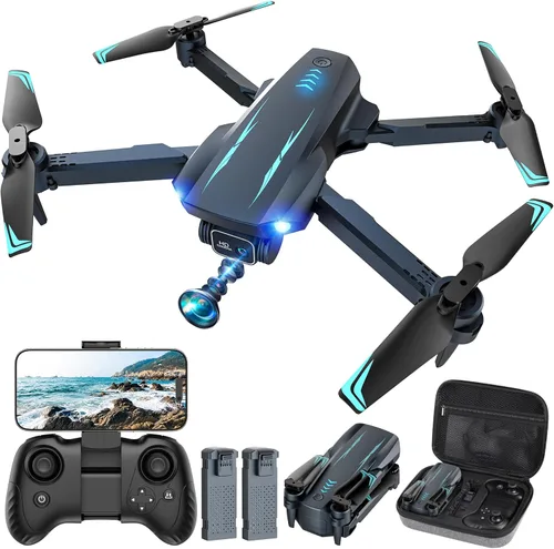 Dron con cámara FPV 1080P, dron para niños y adultos con una tecla de despegue/tierra, retención de altitud, giro 3D, vuelo de waypoint, selfie de