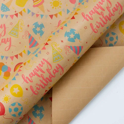 Miniatura 6 de RUSPEPA - Rollo de papel de estraza para envolver regalos, diseño de cumpleaños; ideal para cumpleaños, fiesta, baby shower; 24 pulgadas x 100 pies