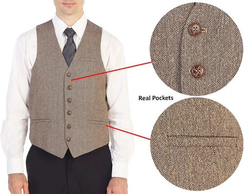 Miniatura 95 de Gioberti Chaleco de tweed formal de 6 botones para hombres
