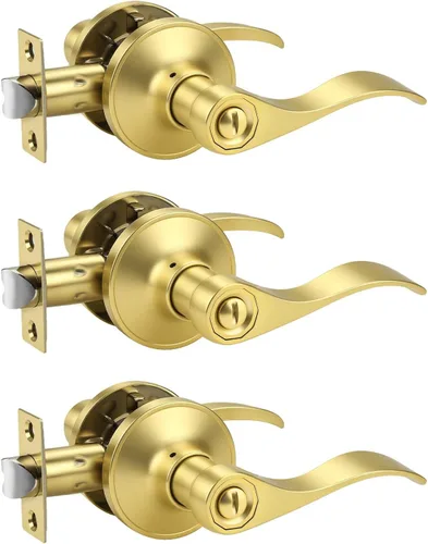 Miniatura 34 de KNOBWELL - Paquete de 2 pomos de puerta de bronce, manijas interiores para puerta de dormitorio y baño, manija de puerta de privacidad sin llave