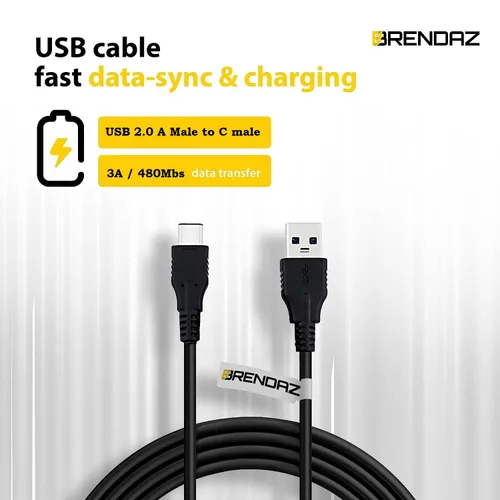 Miniatura 3 de BRENDAZ Cable USB C a USB A de carga y sincronización compatible con Samson Q9U XLR/USB Mic, Go Mic Video Micrófono USB portátil (USB tipo C a A)