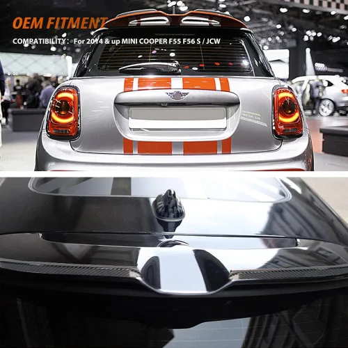 Miniatura 6 de ADIIL - Alerón trasero de estilo fibra de carbono, extensión de aletas compatible con Mini Cooper F55 F56 S/JCW de 2014 en adelante